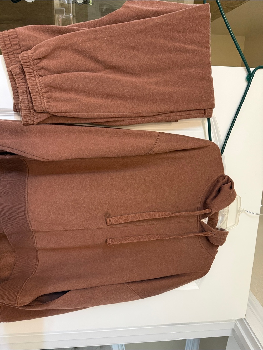 Pink Rose Rust Jogger & Hoodie Set - Warm Brown